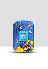 Captain America 3D Pencil Case with Calculator – Blue Kids Pouch for Boys